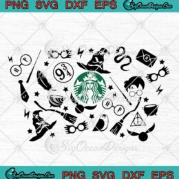 Magic Wizard Harry Potter Starbucks Wrap SVG Wizard Halloween Starbucks Cup Tumbler SVG PNG EPS DXF Cricut File