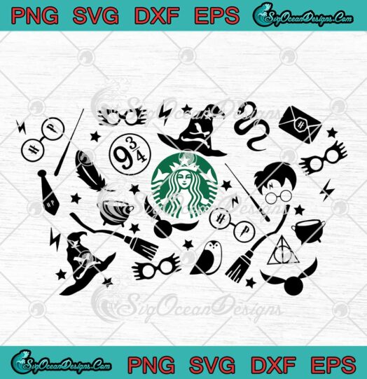 Magic Wizard Harry Potter Starbucks Wrap SVG Wizard Halloween Starbucks Cup Tumbler SVG PNG EPS DXF Cricut File