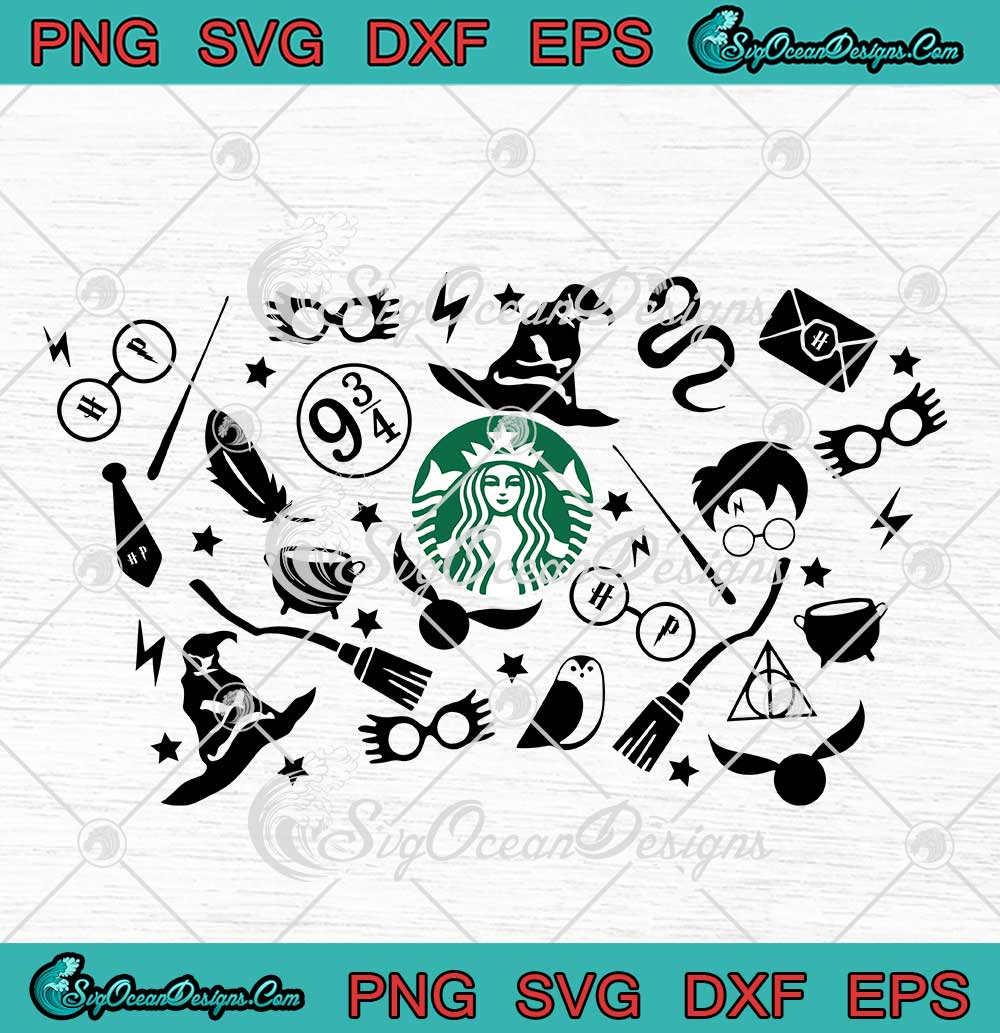 Magic Wizard Harry Potter Starbucks Wrap SVG Wizard Halloween Starbucks