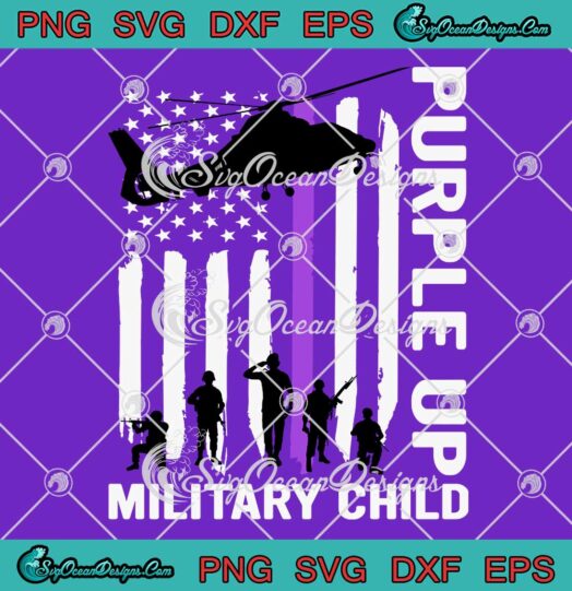 Veteran Purple Up Military Child US Flag SVG Month Of Military Child Kids Awareness SVG PNG EPS DXF Cricut File