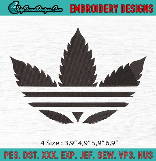 Adidas Logo Leaf Plant Weed Logo Embroidery File