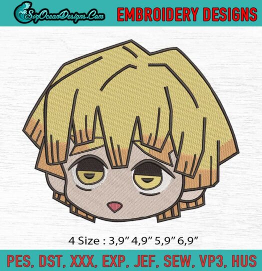 Agatsuma Zenitsu Face Cute Chibi Anime Logo Embroidery File