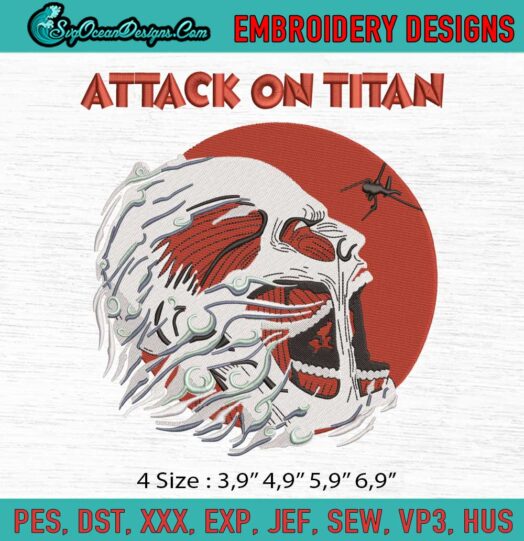 Attack On Titan Face Poster Anime Logo Embroidery File