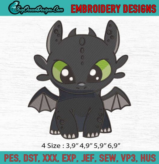 Baby Dragon Toothless Logo Embroidery File