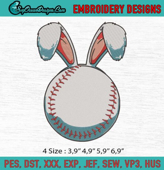 Baseball With Rabbit Ears Logo Embroidery File