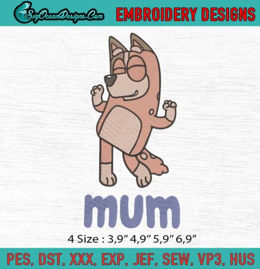 Bluey Mum Chilli Heeler Logo Embroidery File