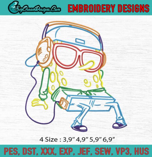 Bob Esponja SquarePants Hip Hop Camiseta Logo Embroidery File