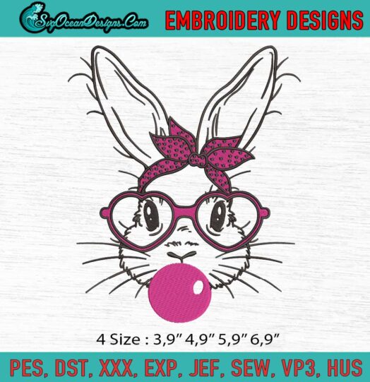Bubble Blowing Bunny Logo Embroidery File