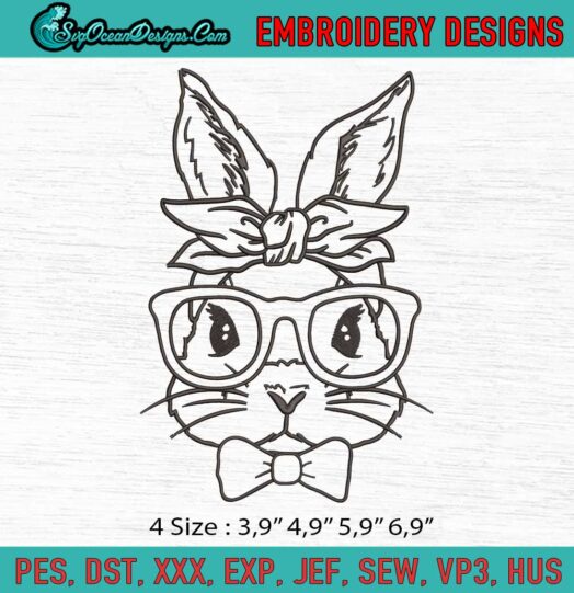 Bunny With Glasses Logo Embroidery File