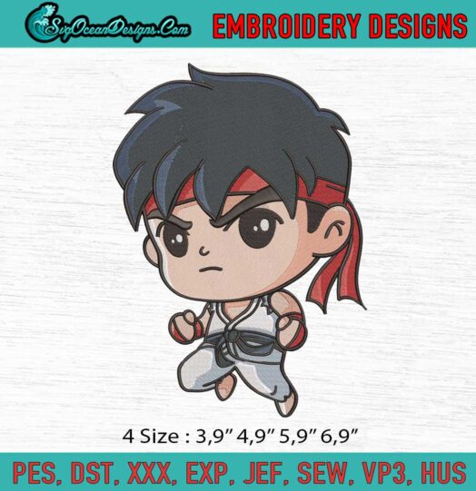 Chibi Ryu Game Logo Embroidery File