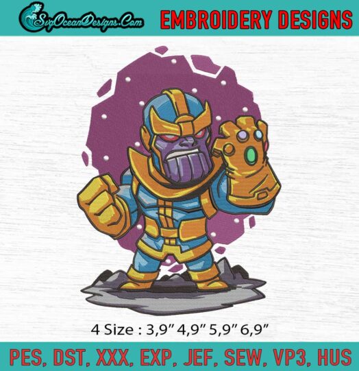 Chibi Thanos Avengers Logo Embroidery File 1