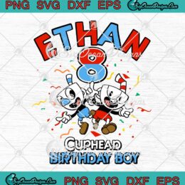 Cuphead Birthday Boy SVG design featuring Cuphead character in a festive birthday theme.