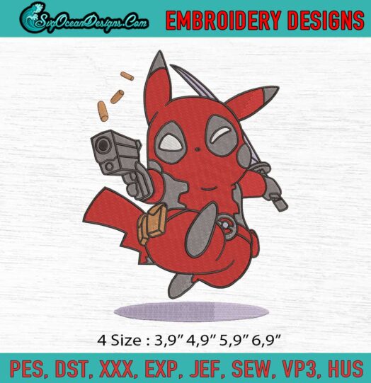 Deadpool Pikachu Logo Embroidery File