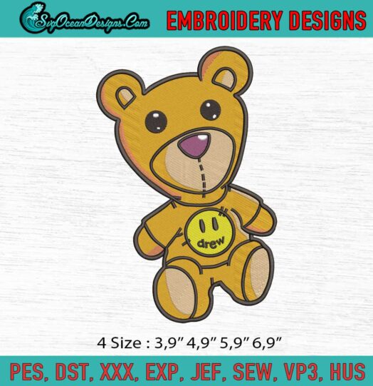 Drew Teddy Bear Logo Embroidery File