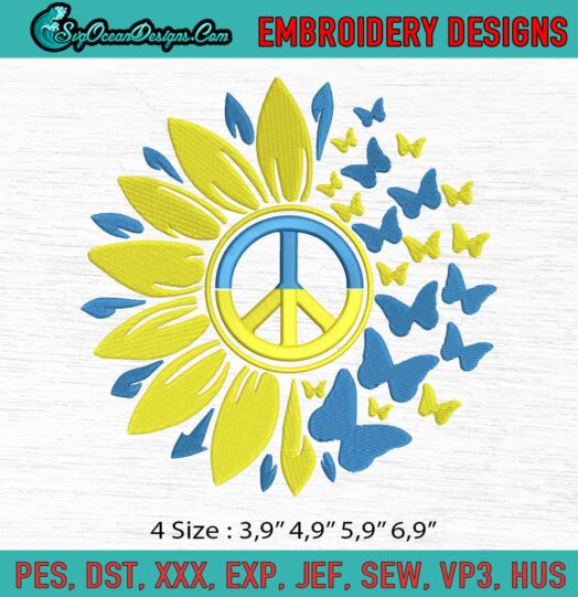 Flowers And Butterflies Ukraine Hippie Logo Embroidery File