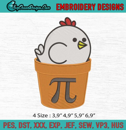 Funny Chicken in the Pot Mathematical Symbol Pi Logo Embroidery File