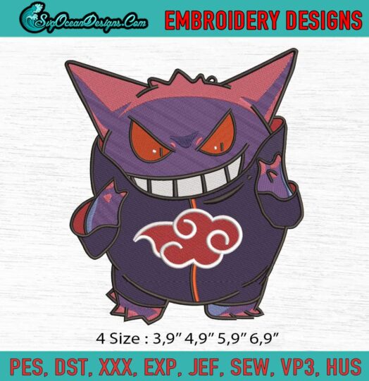 Gengar Pokemon Costume Uchiha Itachi Logo Embroidery File