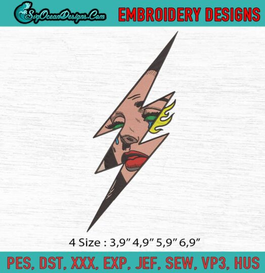 Girl In Lightning Graphic Tattoo Logo Embroidery File