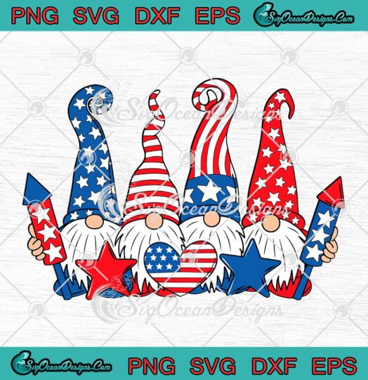 Gnomes American Flag Patriotic SVG Happy 4th Of July Independence Day SVG PNG EPS DXF Cricut File