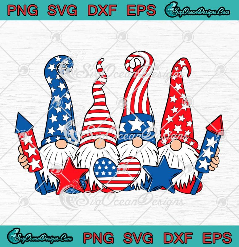 Gnomes American Flag Patriotic SVG Happy 4th Of July Independence Day SVG PNG EPS DXF Cricut File