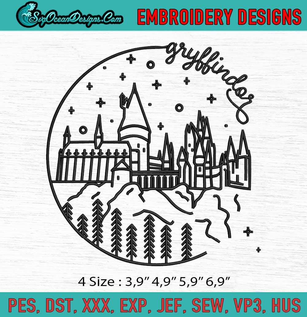 Gryffindor Castle Harry Potter Machine Embroidery Digitizing Design File