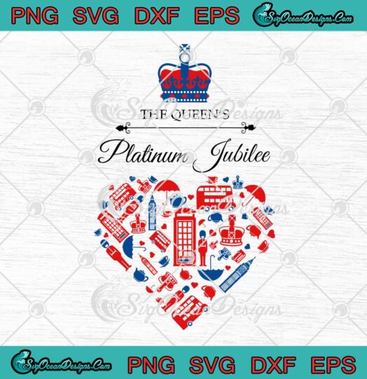 Heart Icons The Queen's Platinum Jubilee SVG 70 Years Queen Elizabeth SVG PNG EPS DXF Cricut File