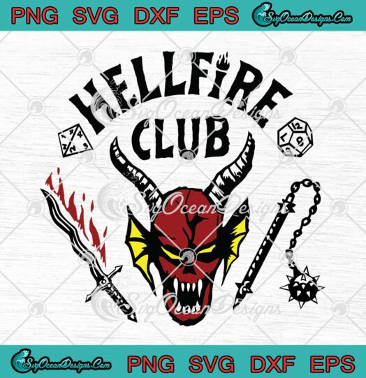 Hellfire Club Stranger Things Season 4 SVG Hellfire Club Skull And Weapons SVG PNG EPS DXF Cricut File