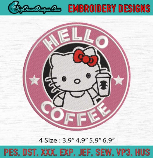 Hello Coffee Logo Embroidery File