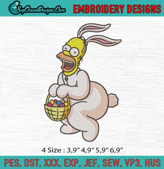 Homer Simpson dressed up as a Bunny Logo Embroidery File