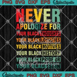 Juneteenth Black Pride SVG Never Apologize For Your Black Thoughts SVG PNG EPS DXF - Black History Month SVG Cricut File