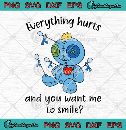 Juvenile Arthritis Awareness Voodoo Doll SVG Everything Hurts And You Want Me To Smile SVG PNG EPS DXF Cricut File