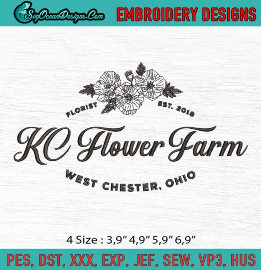 KC Flower Farm Logo Embroidery File