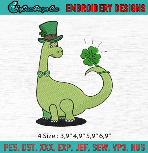 Kids dinosaur Shamrock Logo Embroidery File