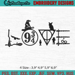 Silhouette Love Harry Potter Decal Machine Embroidery Digitizing Design File