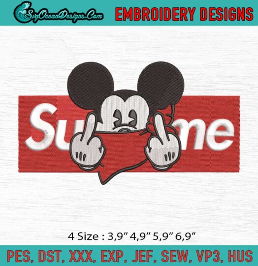 Mickey Mouse Supreme Logo Embroidery File