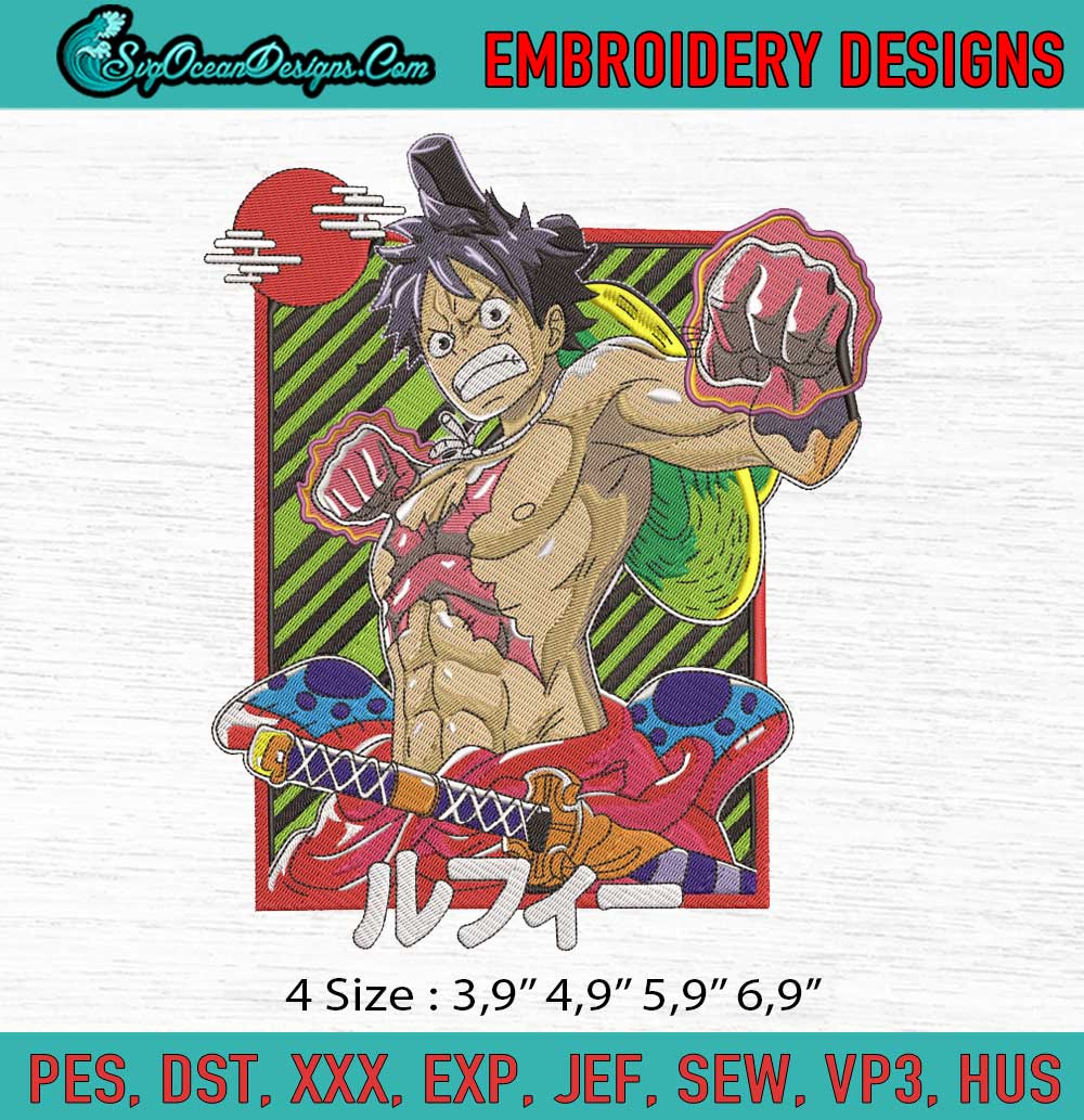 Luffy Gear 5 Style Embroidery Design – Anime One Piece Cool