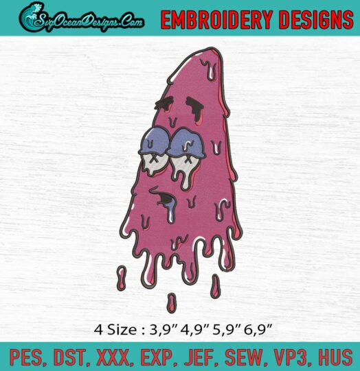 Patrick melting from the Spongebob Movie Logo Embroidery File