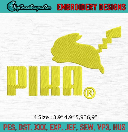 Pika Pikachu Logo Embroidery File