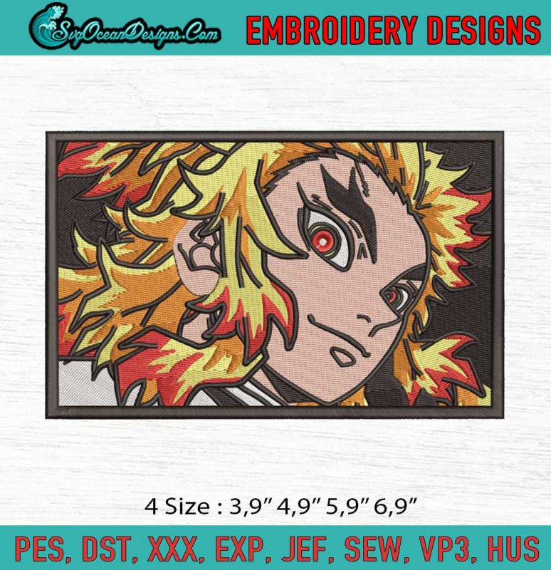 Rengoku Kyojuro Demon Slayer Anime Machine Embroidery Digitizing Design ...