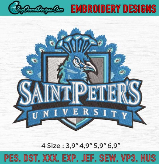 Saint Peters University Saint Peters Peacocks Mens Basketball Logo Embroidery File