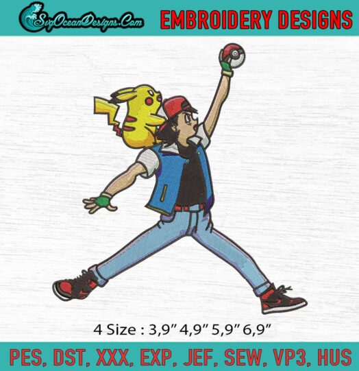 Satoshi Pikachu Logo Embroidery File