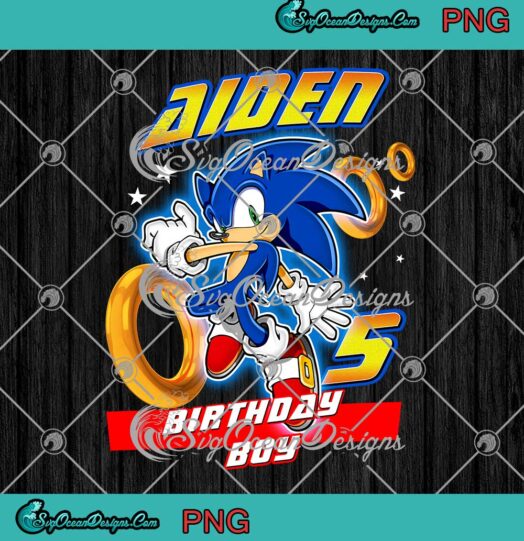 Sonic 5th Birthday Boy Personalized Custom Name PNG Sonic The Hedgehog Birthday PNG JPG