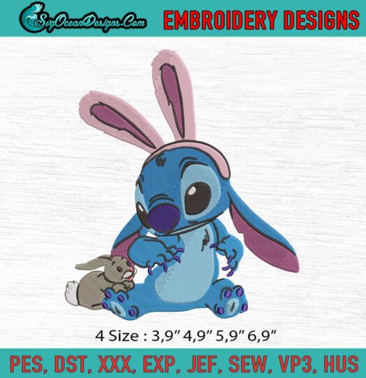 Stitch Bunny Easter Logo Embroidery File