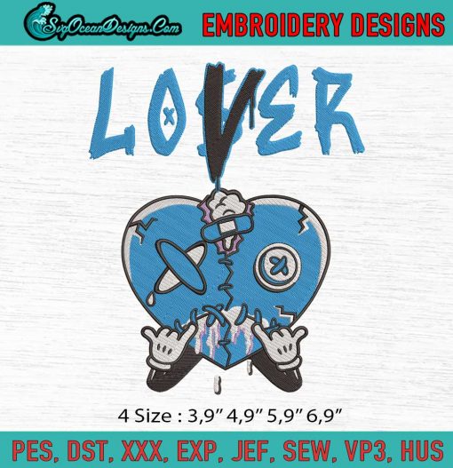 Tee 5 Retro Racer Blue Loser Lover Heart Logo Embroidery File