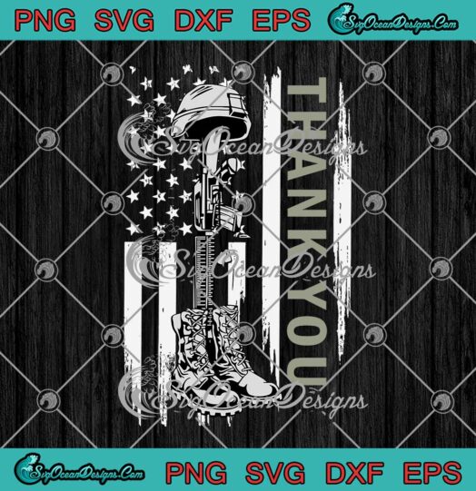 Thank You Patriotic Military Boots American Flag SVG Memorial Day 4th Of July Veterans SVG PNG EPS DXF Cricut File