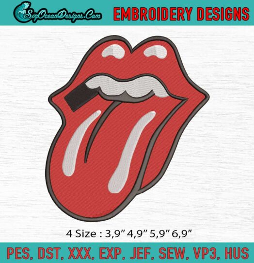 Tongue And Lips Rolling Stones Logo Embroidery File