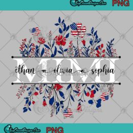 Wildflowers American Flag Mimi PNG Personalized Mimi With Grandkids PNG JPG Digital Download