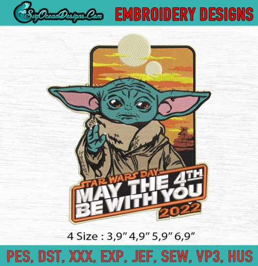 Yoda Star Wars May The 4Th Be With You 2022 Logo Embroidery File