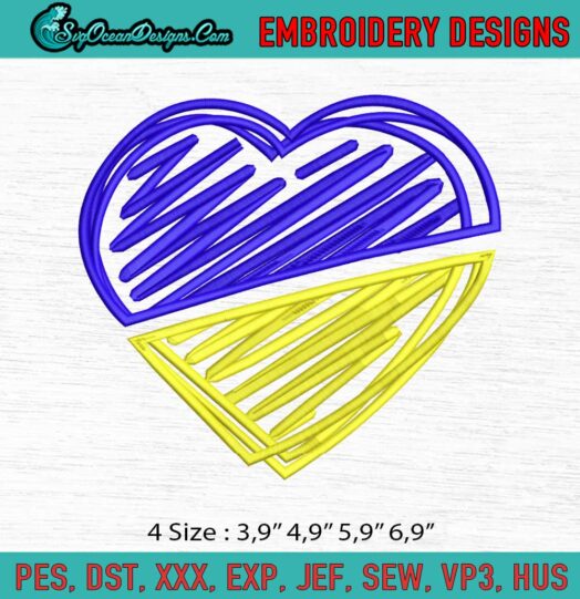 heart Love Ukraine Logo Embroidery File