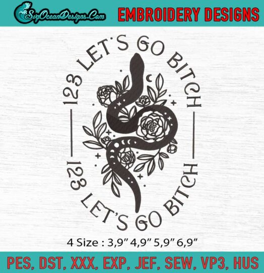123 Lets Go Bitch Logo Embroidery File